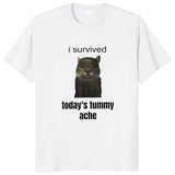 I Survived Todays Tummy Ache Printed T-shirt Funny Jokes Mem