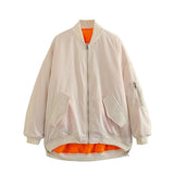 Women Cotton Coat Stand Collar Zipper Jacket Loose