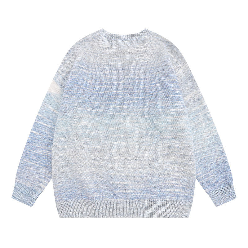 Women Sweater Gradient Color Knitted Sweater Versatile Loose