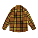 Men Long Sleeved T Shirt Embroidered Letters Colorblock Check Shirt Men's Ins Loose
