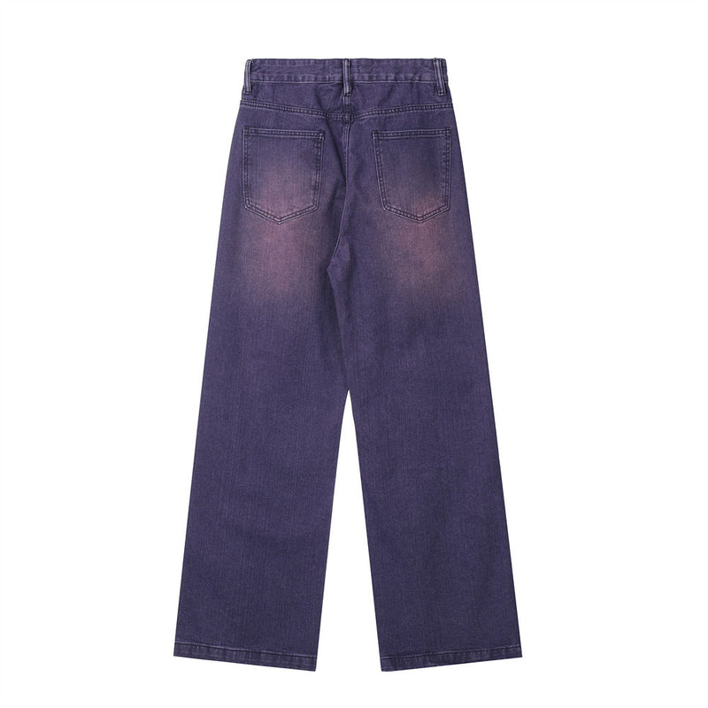 Men Jeans Gradient Color Multi-Pocket