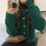 Women Knitted Cardigan Short Retro Loose Knitted Cardigan