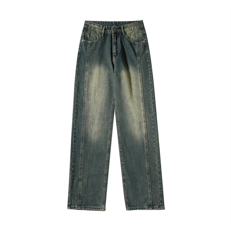 Men Jeans Loose Retro Patchwork Easy Matching