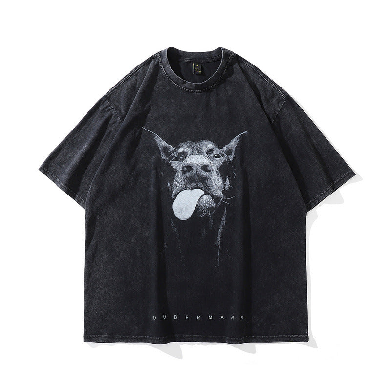 Men's T-Shirt Washed Vintage Short-Sleeved T-shirt for Men and Women
