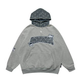 Men Fleece Lined Hoodie Cowboy Patchwork Hoodie Male Letter Five-Pointed Star Hat Loose