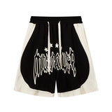 Men Shorts Stitching Shorts Printed Summer Loose Sports