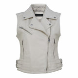 Women's Vest Slim Fit Short PU Leather Motorcycle Vest
