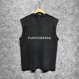 Purple Brand Distressed Tank T Shirts Distressed Sleeveless T-shirt Vest