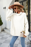 Women Pullover Sweater Solid Color Loose-Fitting Large Size Turtleneck Sweater