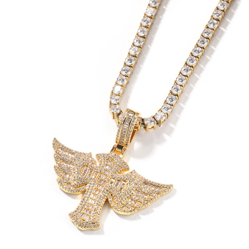 Jewelry Angel Wings Cross Diamond Pendant Fashion Angel Pieces Crosses Egypt Pieces Jesus Pieces St. Valentine's
