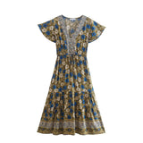 Women Dresses Summer Casual Floral V-neck Dress