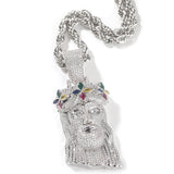 Jewelry Clover Crown Portrait Pendant Hip Hop Copper with Zircon Egypt Pieces Jesus Pieces Royalty Spectrum