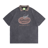 Men T-shirt Retro Alphabet Short Sleeve T-shirt for Men and Women