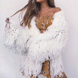 Women Fur Jacket Knitted Sweater Plush Coat