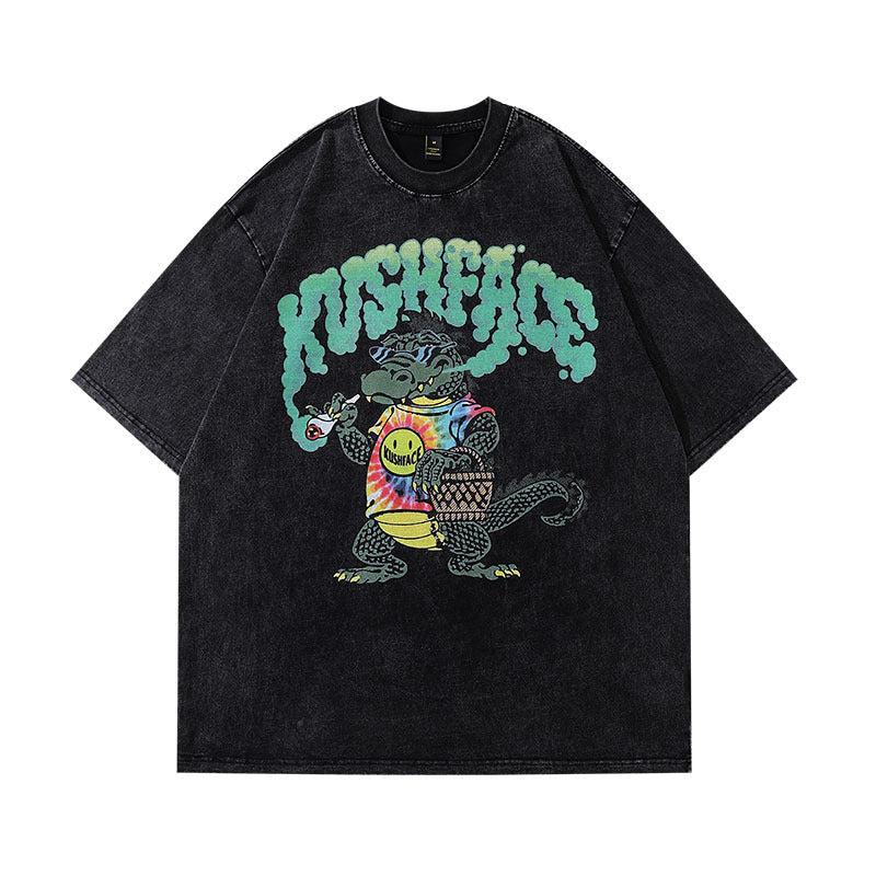 Men's T-Shirt Vintage Printed Distressed Short-Sleeved T-shirt