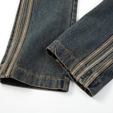 Men Jeans Side Stripes Distressed Loose