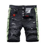 DSQ2 Short Jeans Ripped Patch Slim-fit Stretch Denim Shorts