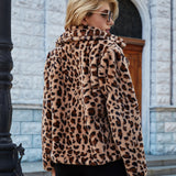 Women Fur Jacket Fluffy Leopard Coat