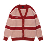 Men Sweater Striped Sweater Coat Men's Fleece Cardigan Sweater