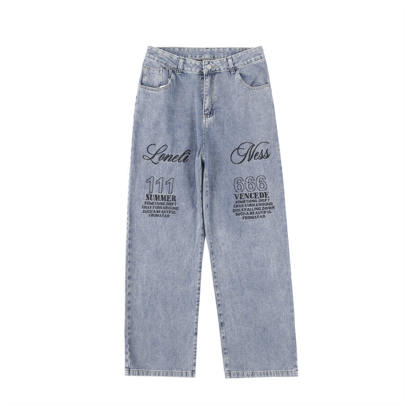 Men Jeans Embroidery Distressed