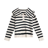 Women Pullover Sweater Stripes Slimming Sweater