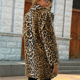 Women Fur Jacket Leopard Print Plush Coat