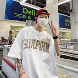 Men T Shirt Summer Heavy Pu Handsome Loose