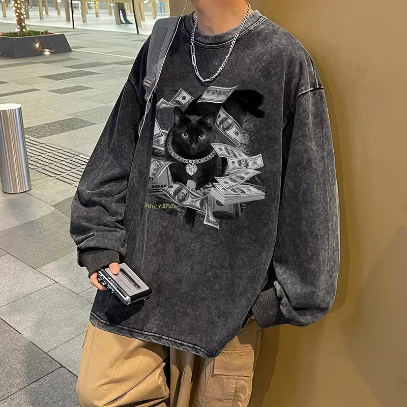Men T Shirt Vintage Loose Cotton