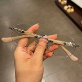 CHH Chrome Hearts Glasses Frame Frameless Round Perforated Myopia Glasses Frame Vintage