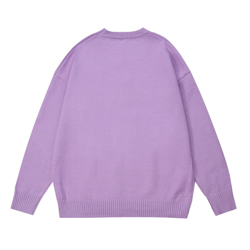 Men Sweater Hip Hop Five-Pointed Star Jacquard round Neck Knitted Shirt