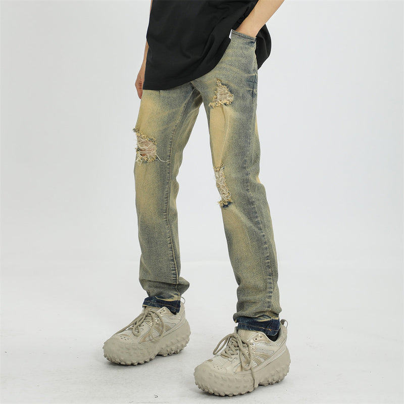 Men Jeans Ripped Slim Fit Casual