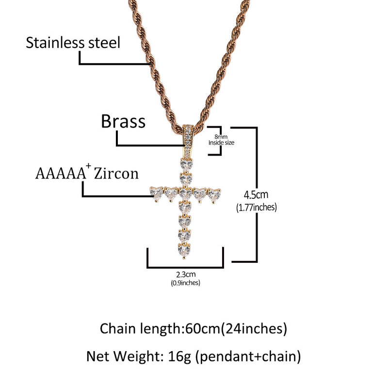 Jewelry Light Luxury Love Zircon Cross Pendant Necklace Personality Crosses Spectrum St. Valentine's