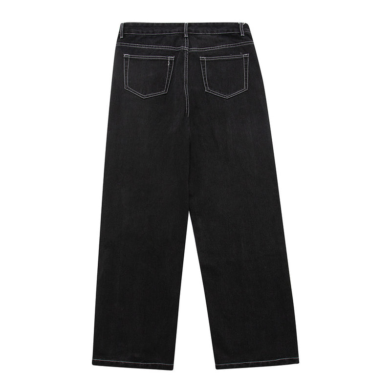 Men Jeans Stitching Casual Loose