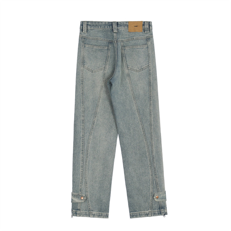 Men Jeans Multi-Pocket Workwear Loose Retro All-Match