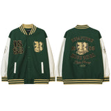 Women Jackets Retro College Style Embroidery Stitching Baseball Uniform Loose All-Match