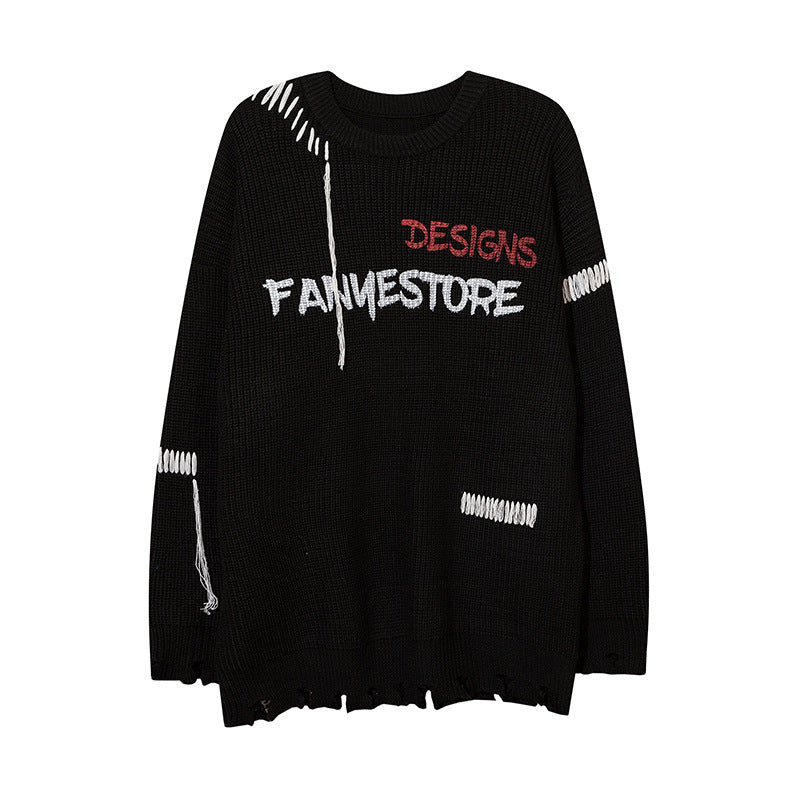 Women Sweater Oversize Distressed Sweater Sweater