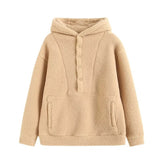 Women Hoodie Imitation Lamb Wool Idle Style Loose