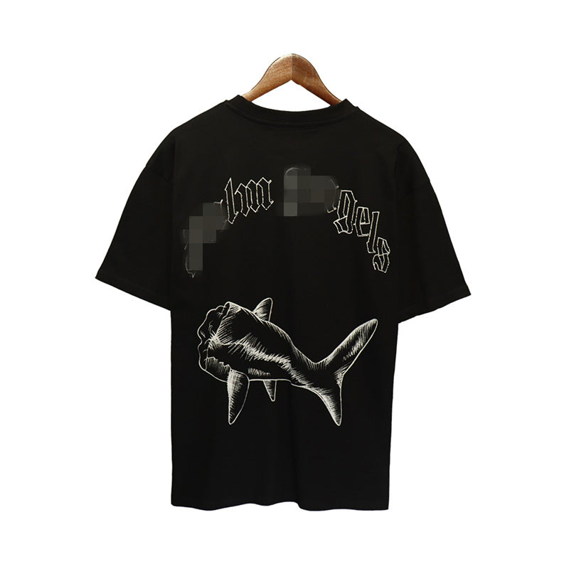 Palm Angle T Shirts Sketch Breaking Shark Print