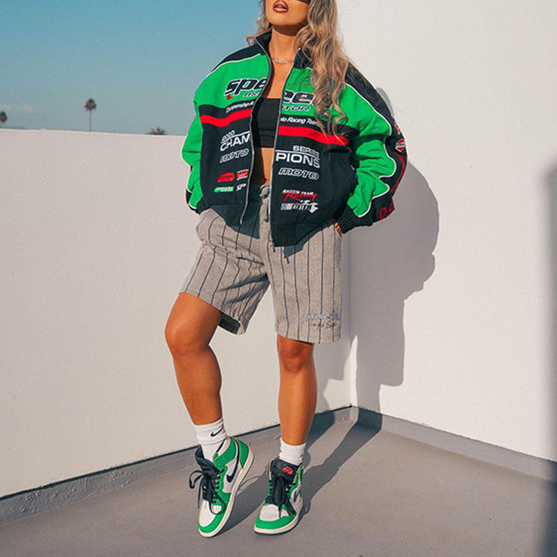 Women Jacket Sports Casual Loose Motorcycle