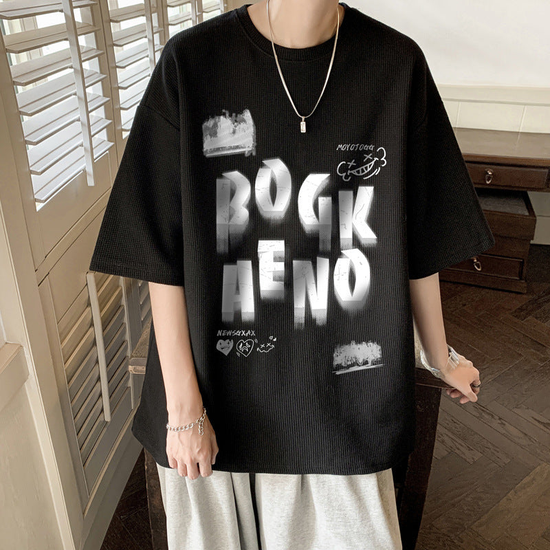 Men T Shirt Waffle Oversize Handsome