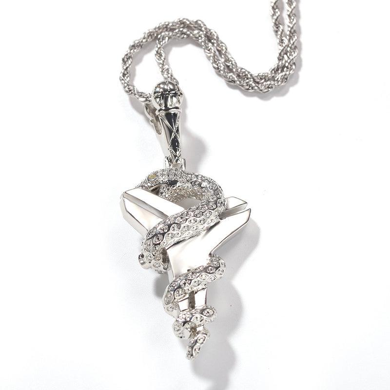 Jewelry Hip Hop Kobe Black Mamba Viper Cross Pendant Necklace Angel Pieces Animal