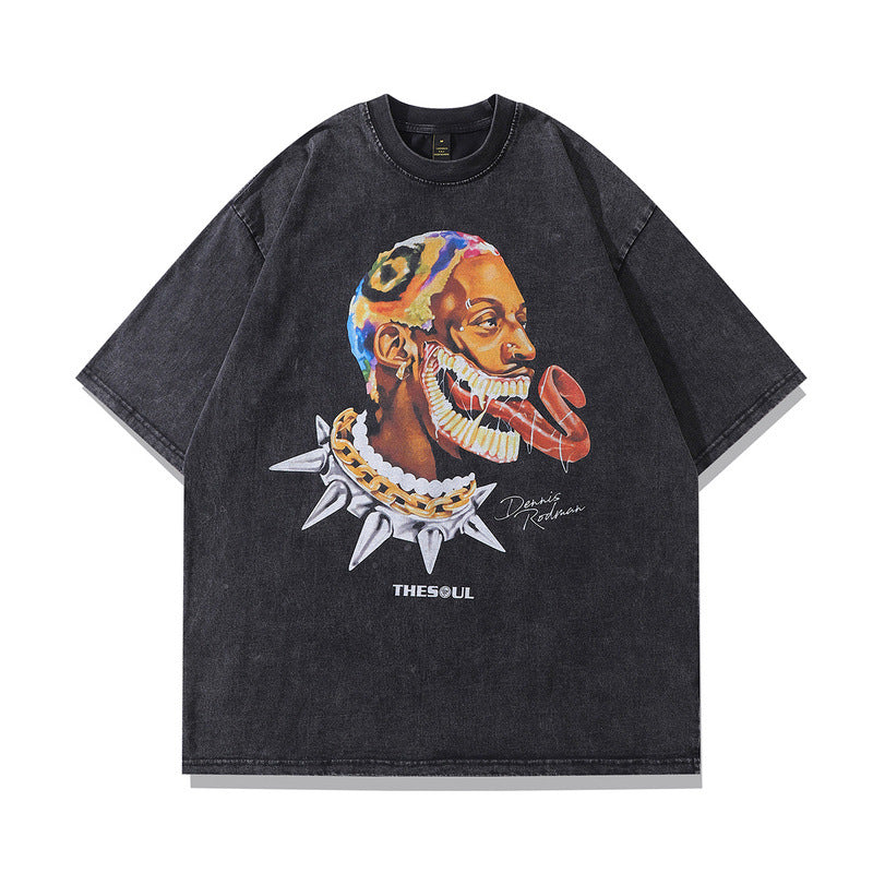 Men T-shirt Retro Short Sleeve Men's and Women's Loose T-shirt