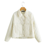 Women Cotton Coat Diamond Lattice Cotton Coat