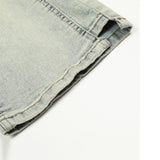 Men Jeans Simple Solid Color Stitching Casual Distressed