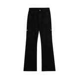 Men Jeans Personality Design Workwear with Pocket Bell-Bottom Pants
