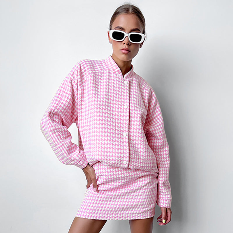 Women Co-Ords Woolen Plaid Autumn and Winter