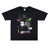 Rock Star T Shirt Jenny Jackson Janet Jack Washed Distressed T-shirt Short Sleeve Men and Women Loose