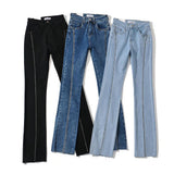 Women Jeans Hot Girl Stitching Bell-Bottom Pants