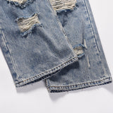 Men Jeans Scrape Loose Hole Distressed Leisure
