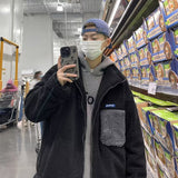 Men Cotton Coat Fleece-lined Thick Lambskin Cotton Jacket